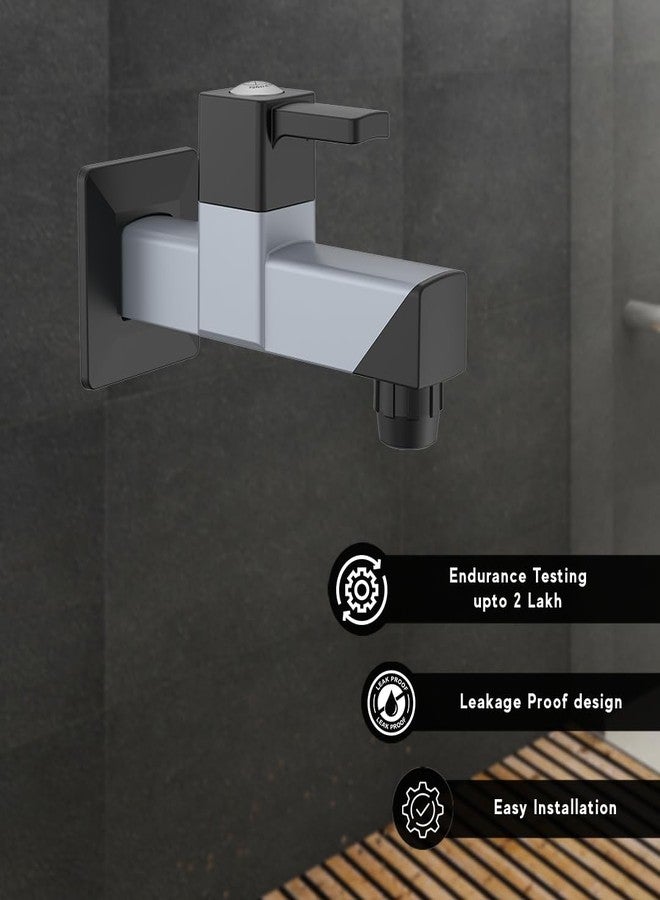 R. N. RN PTMT Superior Plastic Faucet Long Body Foam Flow Tap for Kitchen Sink 90° Water Flow | Wall Mount Tap for Bathroom & Basin Faucet with Flange (Metallic-Grey-Black-Dual)_RNVIR09B37 - Image 3